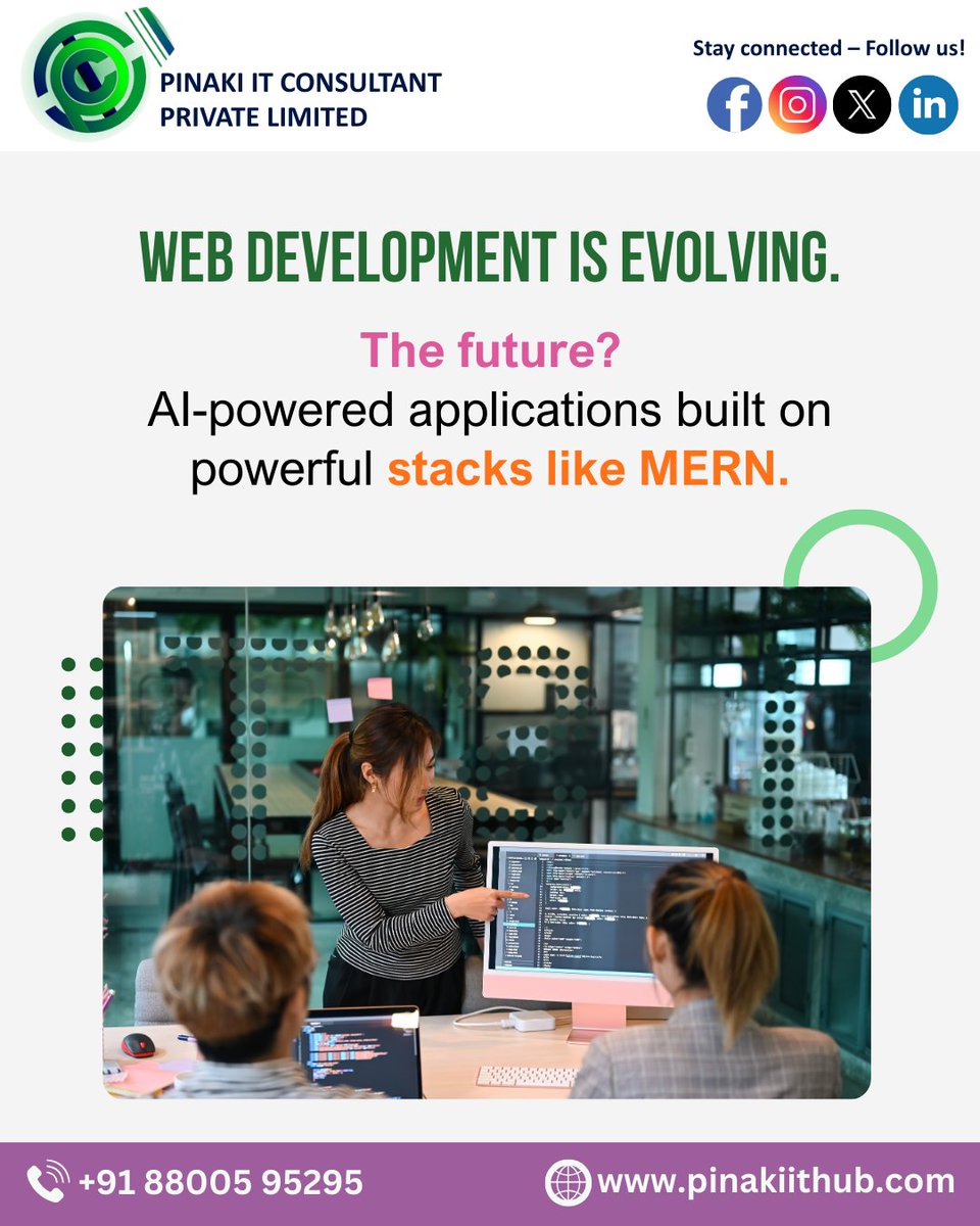 Pinakiithub's tweet image. ๐ Step Into the Future of Web Development โ Where AI Meets MERN! ๐โจ
๐ Call: +91 88005 95295
๐ Visit: pinakiithub.com
๐ DM us โMERN AIโ to explore your career in AI-powered web development!
.
.
#MERNDevelopment #AIMERN #FutureOfWebDevelopment #PinakiITHub