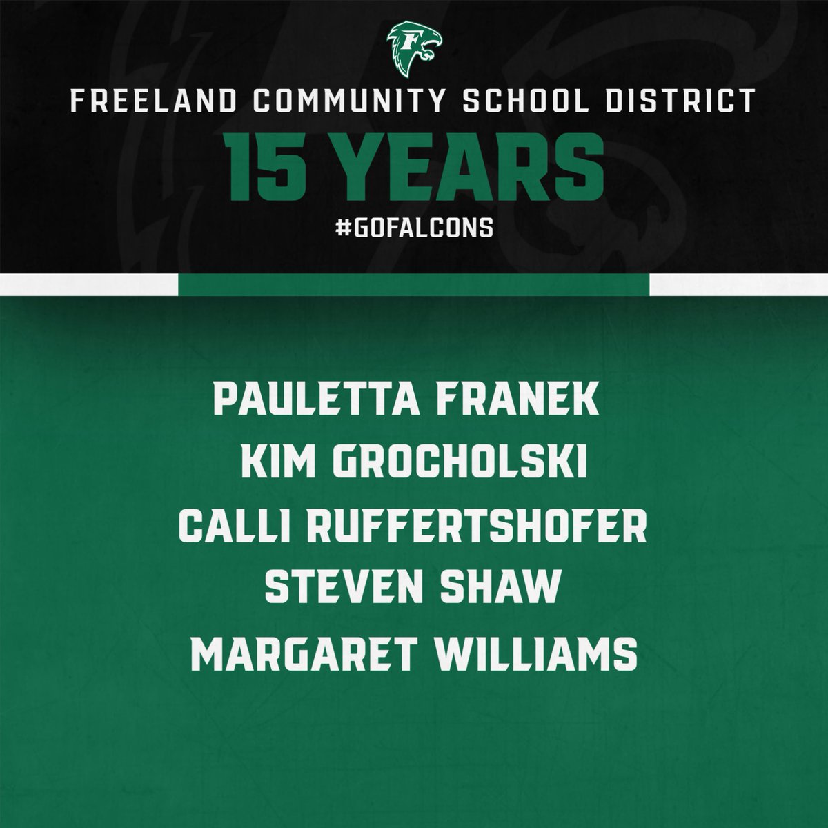 It has been a great start to the 2025-26 school year and we wanted to take a moment to shout out our employees that have hit significant milestones with the FCSD. Thank you to this group of Falcons who have dedicated 15 years of service to our district!

#GoFalcons