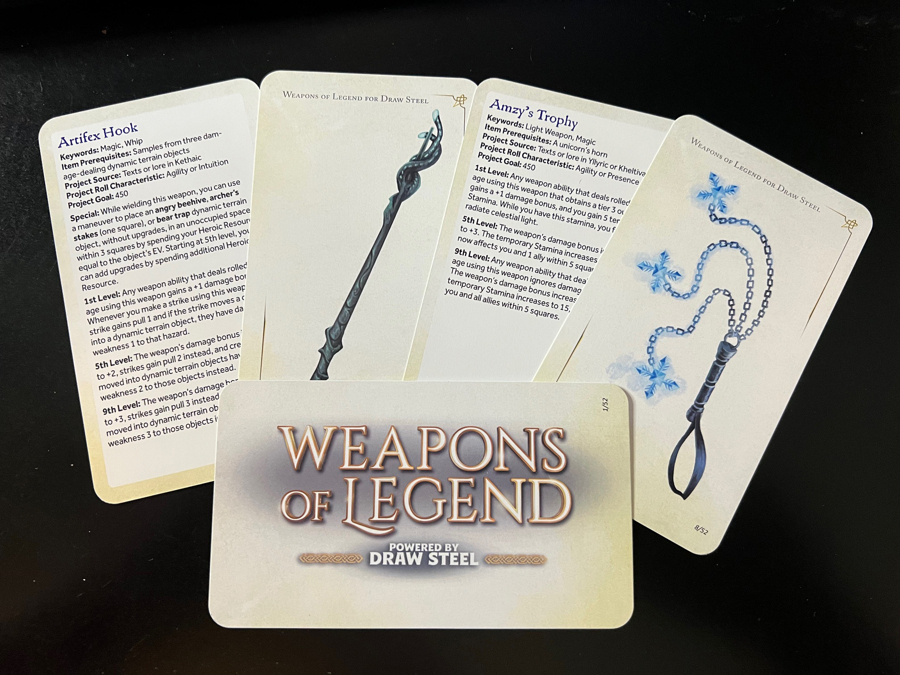 DriveThruCards (@drivethrucards) on Twitter photo Weapons of Legend - Weapon Card Deck - Powered by Draw Steel is available now from <a href="/Jcorvinstevens/">Jeff Stevens Games / Jeff Talks RPGs</a>
Get it here: tinyurl.com/yastahj9
A collection of 50 Leveled Weapon Treasures to add to their game. #ttrpgs Weapons of Legend - Weapon Card Deck - Powered by Draw Steel is available now from <a href="/Jcorvinstevens/">Jeff Stevens Games / Jeff Talks RPGs</a>
Get it here: tinyurl.com/yastahj9
A collection of 50 Leveled Weapon Treasures to add to their game. #ttrpgs