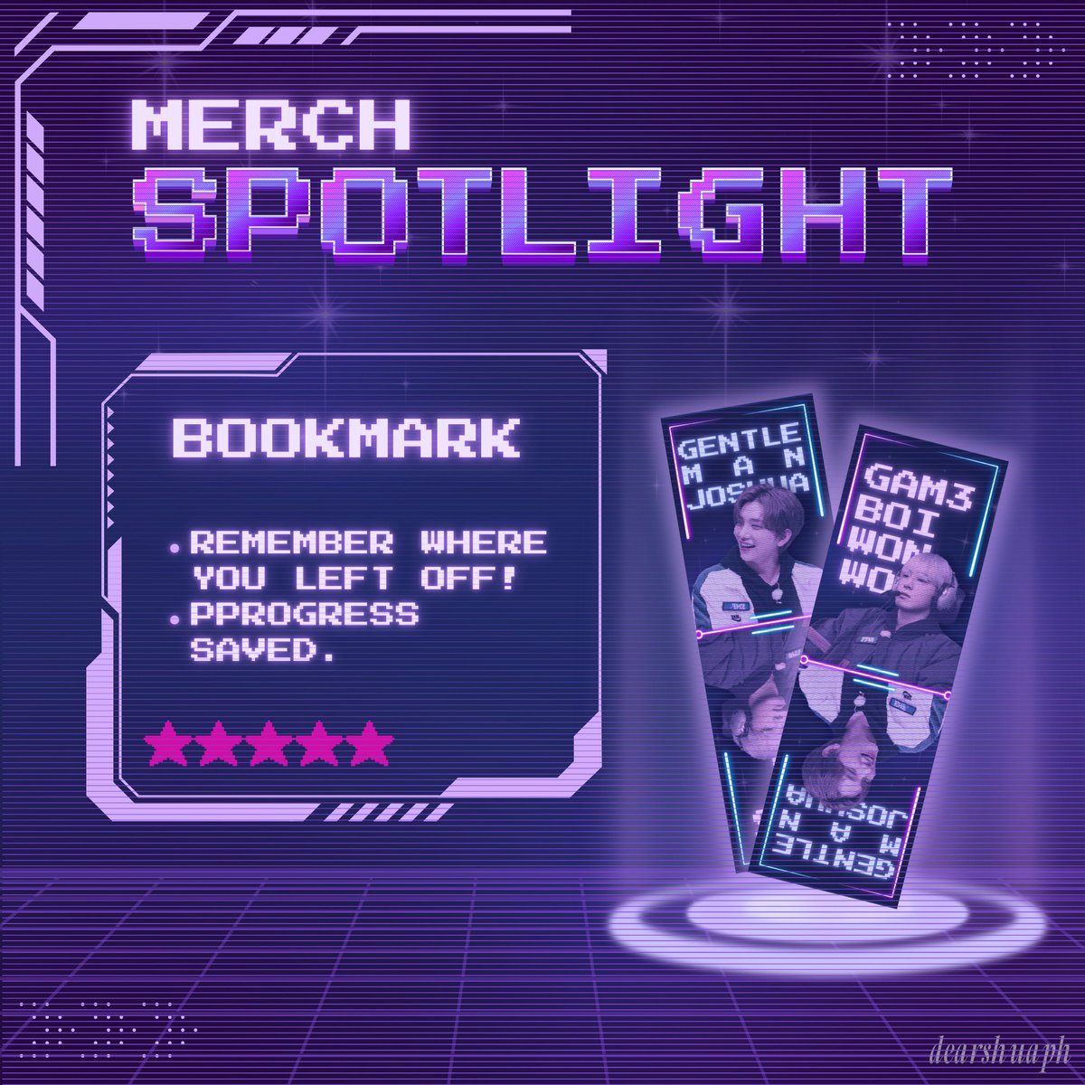 dearshuaph_'s tweet photo. 🎮 MERCH SPOTLIGHT

Get your bookmarks here as a material for saving where you left off, this item gives you a little memory boost as well 👀💜

Grab your kit below for only PHP400!
https://t.co/5msKEr7TfY

#CelestialQuest 👾 #WonShuaCSE https://t.co/W6nks7u2CS
