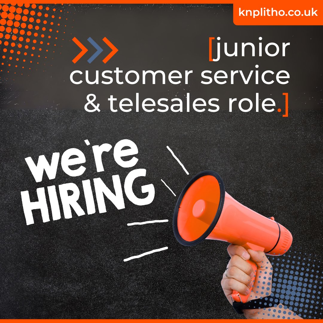 🚀 We’re hiring!
We’re after a Junior Customer Service &amp; Telesales superstar to join the KNP family and help look after our clients, keep jobs running smoothly, and spot opportunities to go the extra mile.

Check out more info here 👉 knplitho.co.uk/customer-servi…