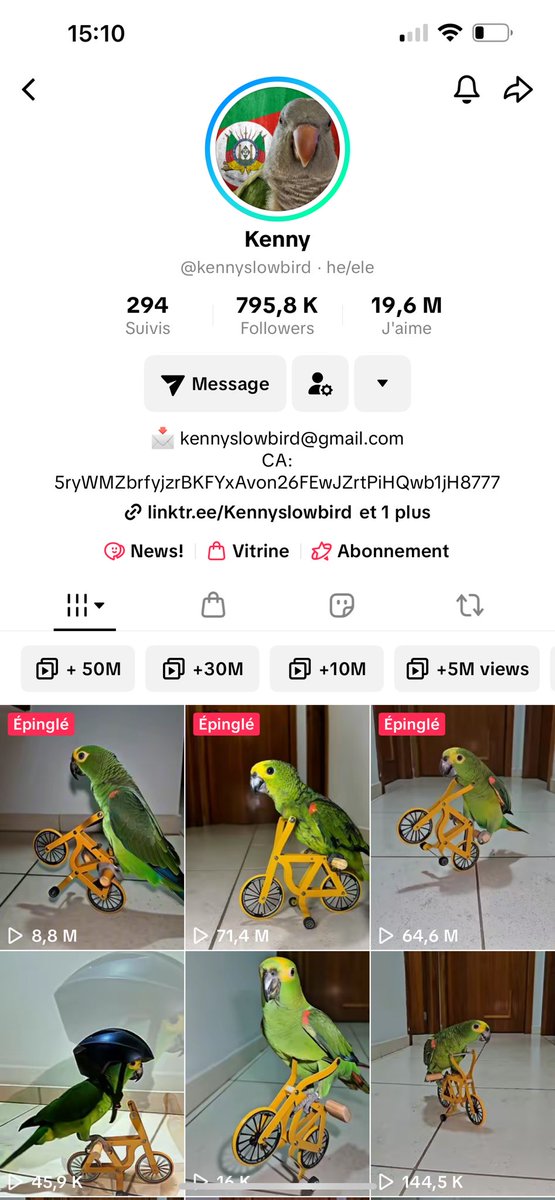KennySlowBird's tweet photo. Kenny followers and likes still growing in few weeks it will be 1M followers 25M like and the vidéos going to 100M views 
Keep fading https://t.co/YL1X69Ud0z
