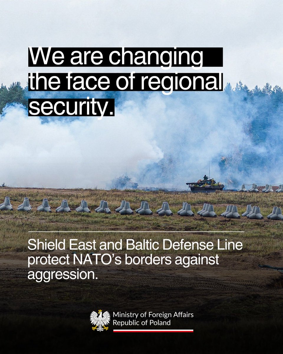 Shield East is more than steel and concrete — it's a statement. Secure Poland is Secure Europe.

▪️Thanks to this project, we will ensure for ourselves and our allies the ability to respond swiftly to emerging threats. 

▪️Shield East is to a large extent civilian infrastructure: