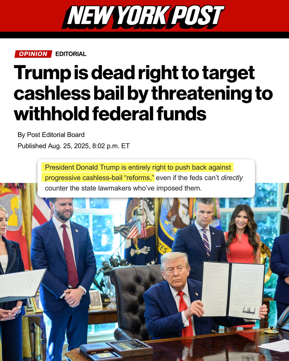 President Trump is protecting Americans! From @NYPost Editorial Board: 'Trump is dead right to target cashless bail' 🔥