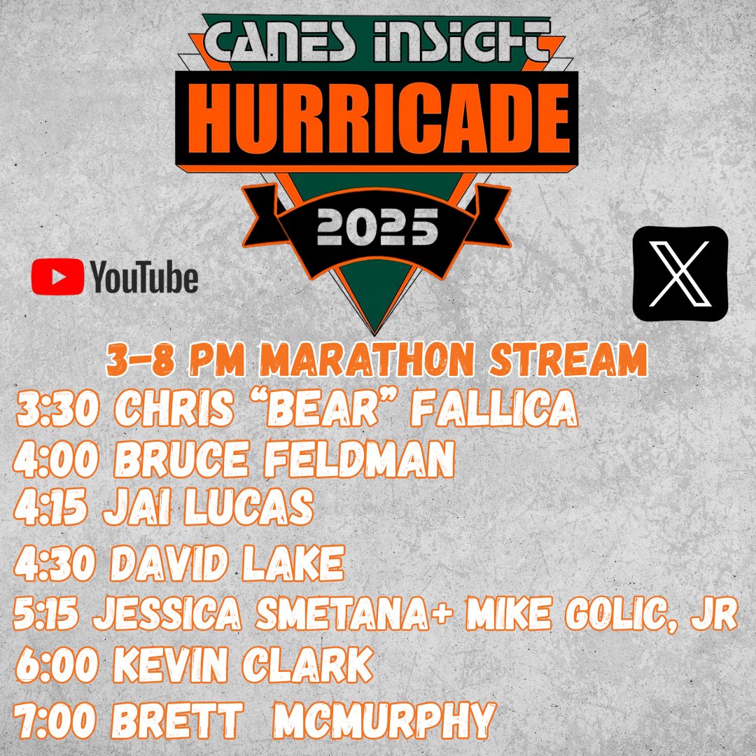New addition to the schedule. <a href="/CanesHoops/">Canes Men’s Basketball</a> coach Jai Lucas will join the stream at 4:15 🚨

youtube.com/live/cXuuPkpAe…