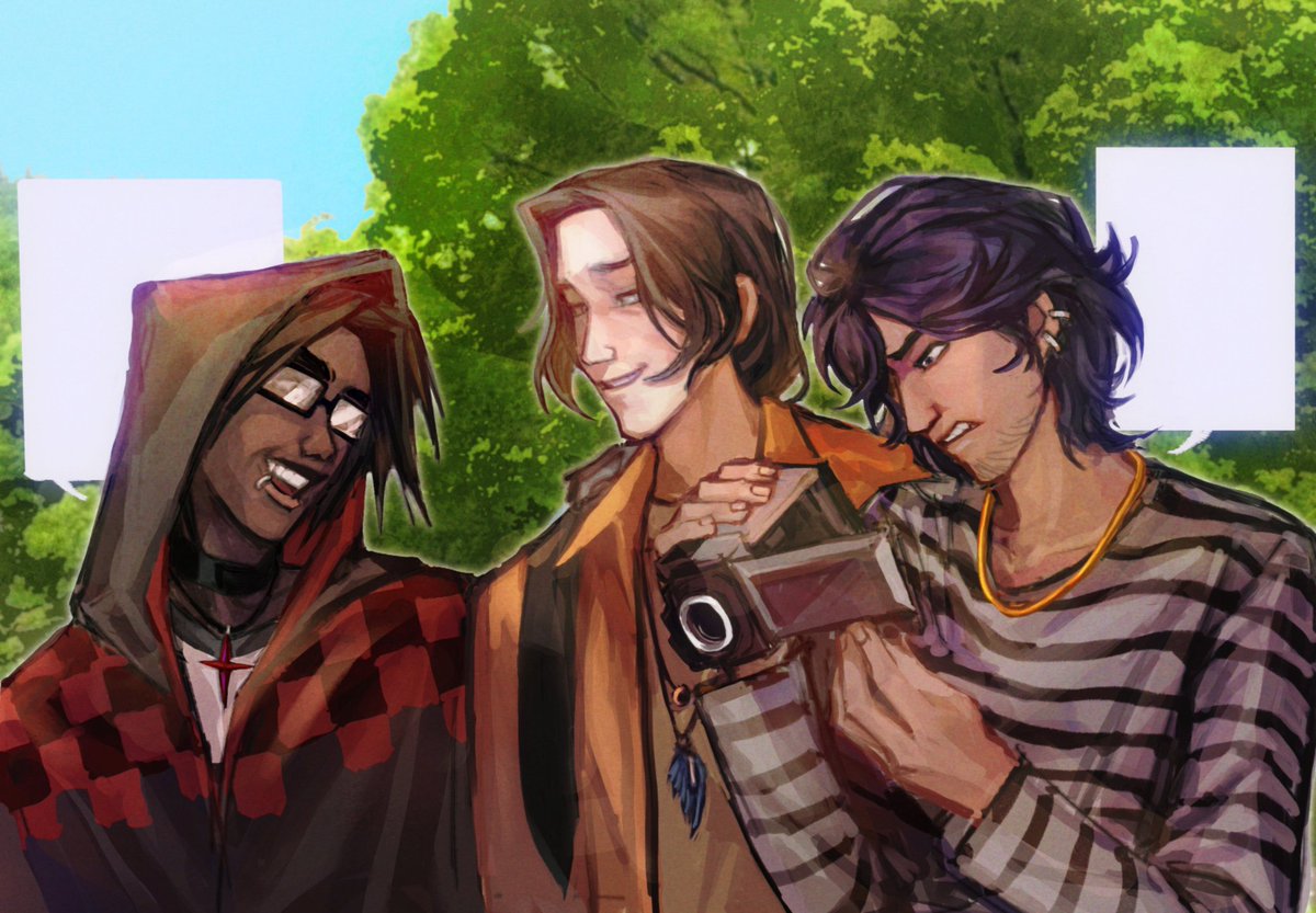 LIZI_Hans's tweet photo. I drew several moments of their interactions across different timelines (they can be pieced together into a triptych 🤧)
#tribetwelve 
#slenderverse 
我画的好粗糙☹️ https://t.co/w3jeaNpx6A