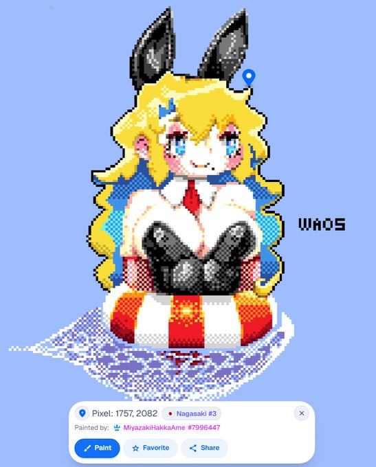 #wplace
数年ぶりの液タブリハビリついでにバニーさんドットを打って遊んだのじゃ
これ大変すぎる 