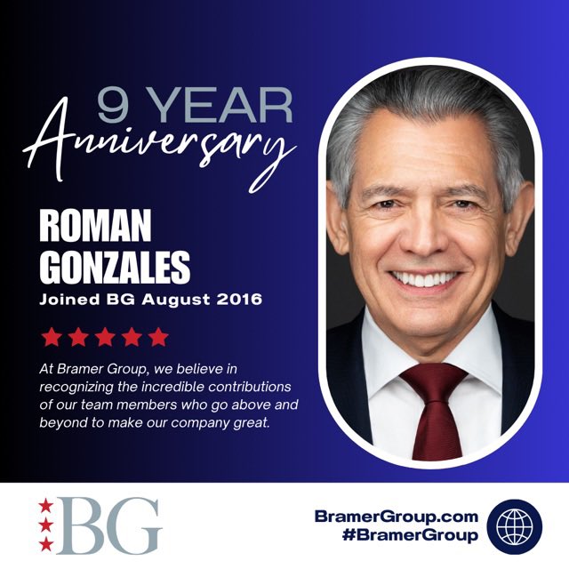 BramerGroup's tweet image. Congratulations, Roman Gonzales III, Vice President, National &amp;amp; Homeland Security, on your anniversary.