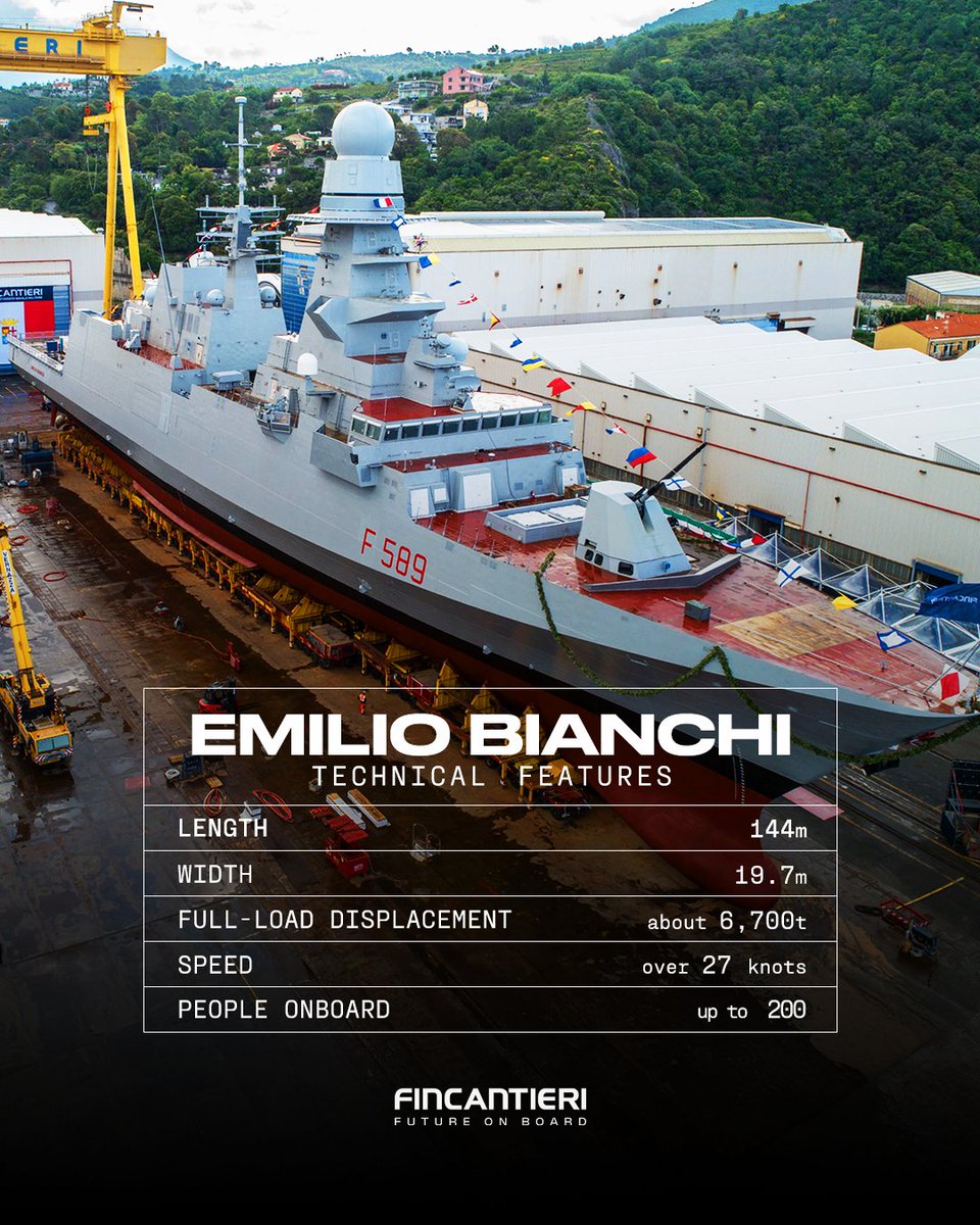 At Muggiano, we have recently delivered the Emilio Bianchi to the Italian Navy, the tenth unit of the FREMM class, which sets a new benchmark for the defense of our seas. A vessel that looks beyond the horizon, advancing a cutting-edge vision with state-of-the-art engineering.