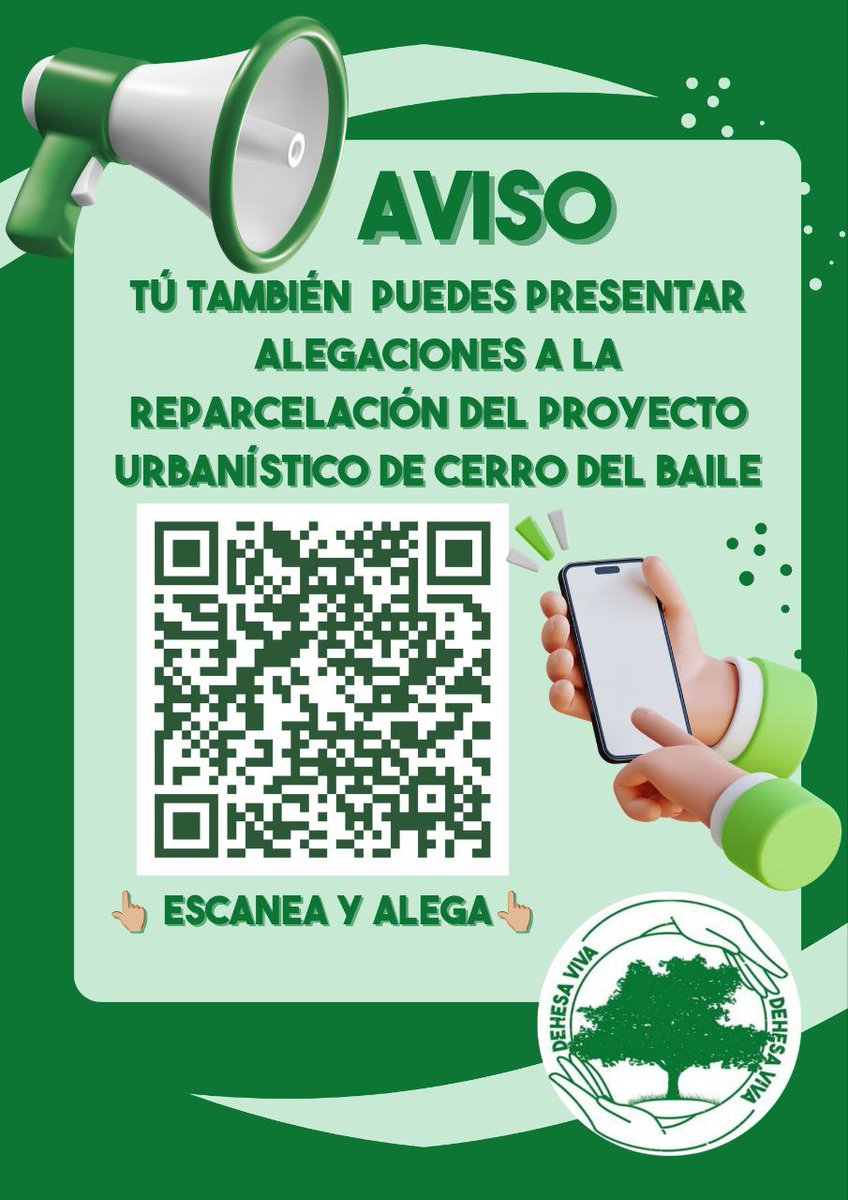 👉🏼Como <a href="/sansecomunica/">Ayuntamiento de San Sebastián de los Reyes</a> hizo mal las cosas, el plazo de alegaciones se tuvo que volver a abrir.
🗓Esta es la última semana
para presentar alegaciones
✅En el QR tienes un modelo y la guía para que puedas presentar tu alegación.
#SalvemosLaDehesa
#ViviendaSíPeroNoAsí