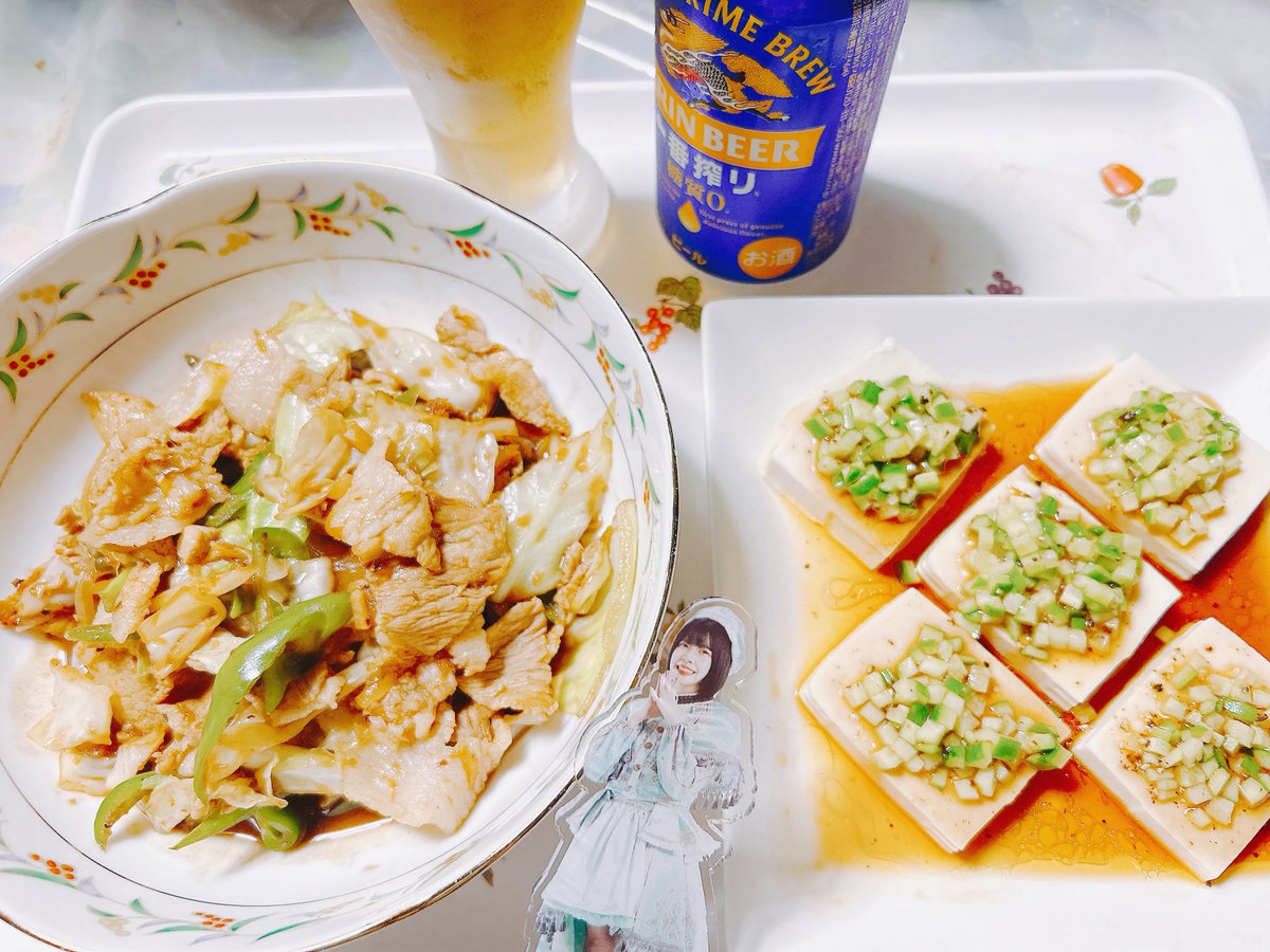 回鍋肉♡
ピリ辛きゅうり豆腐♡
＃ごっち飯 
＃のせちゃんご飯食べよ