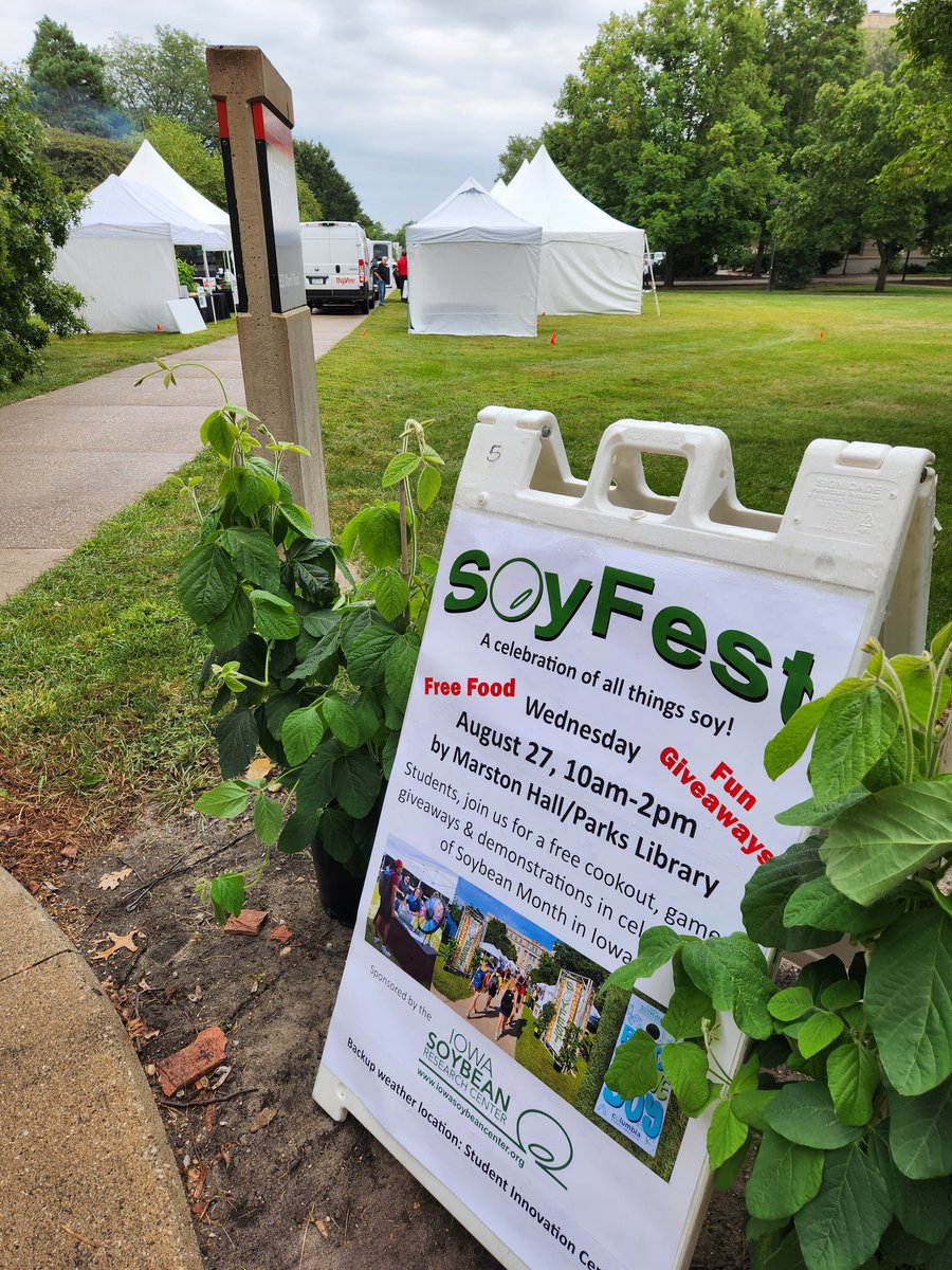 Join us for SoyFest starting at 10am today, Aug. 27th in front of Parks Library! <a href="/ISU_Library/">Iowa State U Library</a> <a href="/iastate_cals/">ISU College of Agriculture and Life Sciences</a> <a href="/IowaStateU/">Iowa State University</a> <a href="/iowastatedaily/">Iowa State Daily</a>