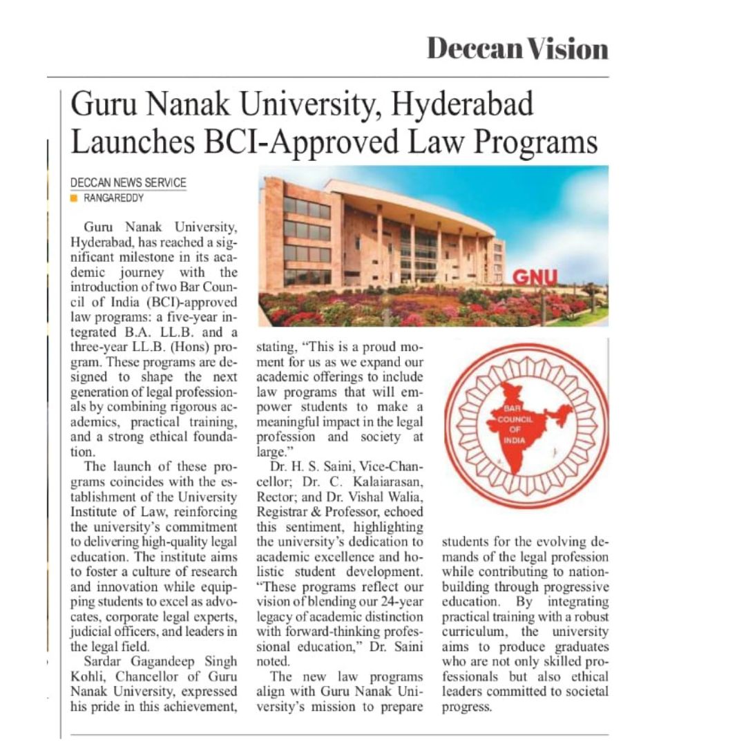 GNInstitutions's tweet image. Guru Nanak University, Hyderabad launches BCI-approved Law Programs (B.A. LL.B &amp;amp; LL.B), marking a new milestone in legal education.
#GuruNanakUniversity #LawPrograms #LegalEducation #BCIApproved #FutureLawyers #AcademicExcellence #HyderabadEducation #UniversityMilestone