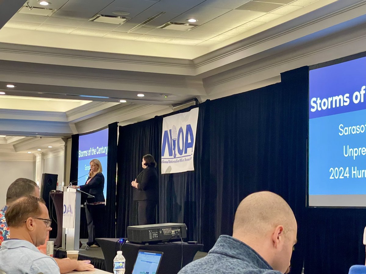 JasonBeisel's tweet image. #NIOA Day 4. Listening to my friend and Public Information Officer extraordinaire Genevieve Judge speak on Sarasota County’s unprecedented 2024 Hurricane Season and how they responded and their crisis communications. It was a rough end of the year for many of us PIOs.
