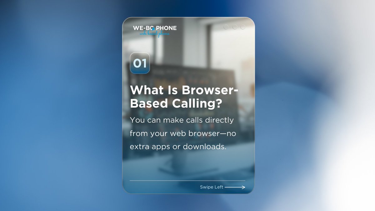 HelloWEBOPhone's tweet photo. 🌐📞 Browser-based calling in 3 slides:

1️⃣ Make calls right from your browser. No downloads.
2️⃣ Faster setup, seamless updates, calls that follow you.
3️⃣ Clear audio, built-in security, simple integrations.

Simple. Smart. Future-ready. 🚀

#WeBoPhone #RemoteWorkLife https://t.co/L8IFWuYBLr