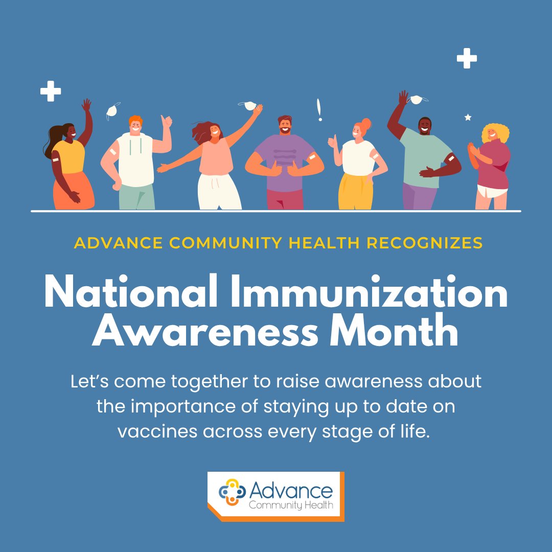 AdvanceCHC's tweet image. As National Immunization Awareness Month ends we want you to keep your vaccine records handy, set reminders for annual shots, and don&apos;t hesitate to ask questions. Together, we can keep our community healthy and protected. 

#YearRoundProtection #AdvanceCares