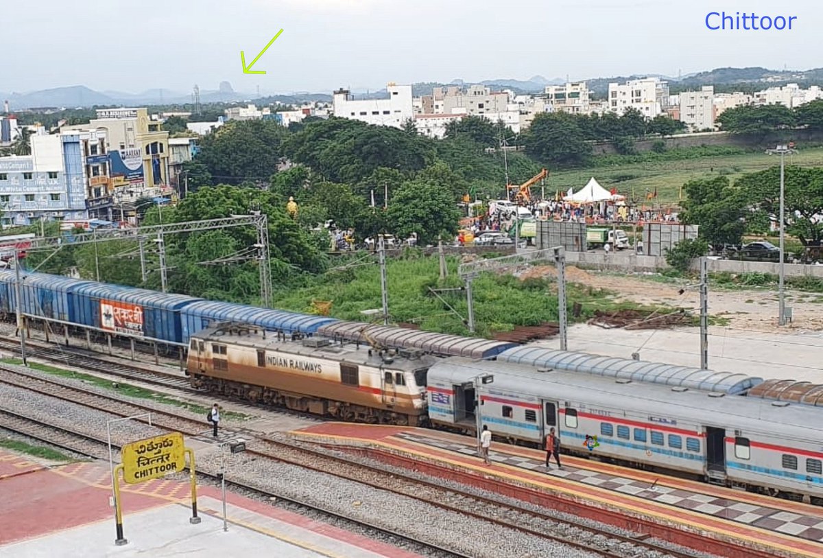 Scene of Vinayaka immersion on the first day in Kattamanchi tank, Chittoor. 
(📷 Picture taken from the railway station) 

⛰️ Puligundu is visible in the distance. Did you notice ? 🔎