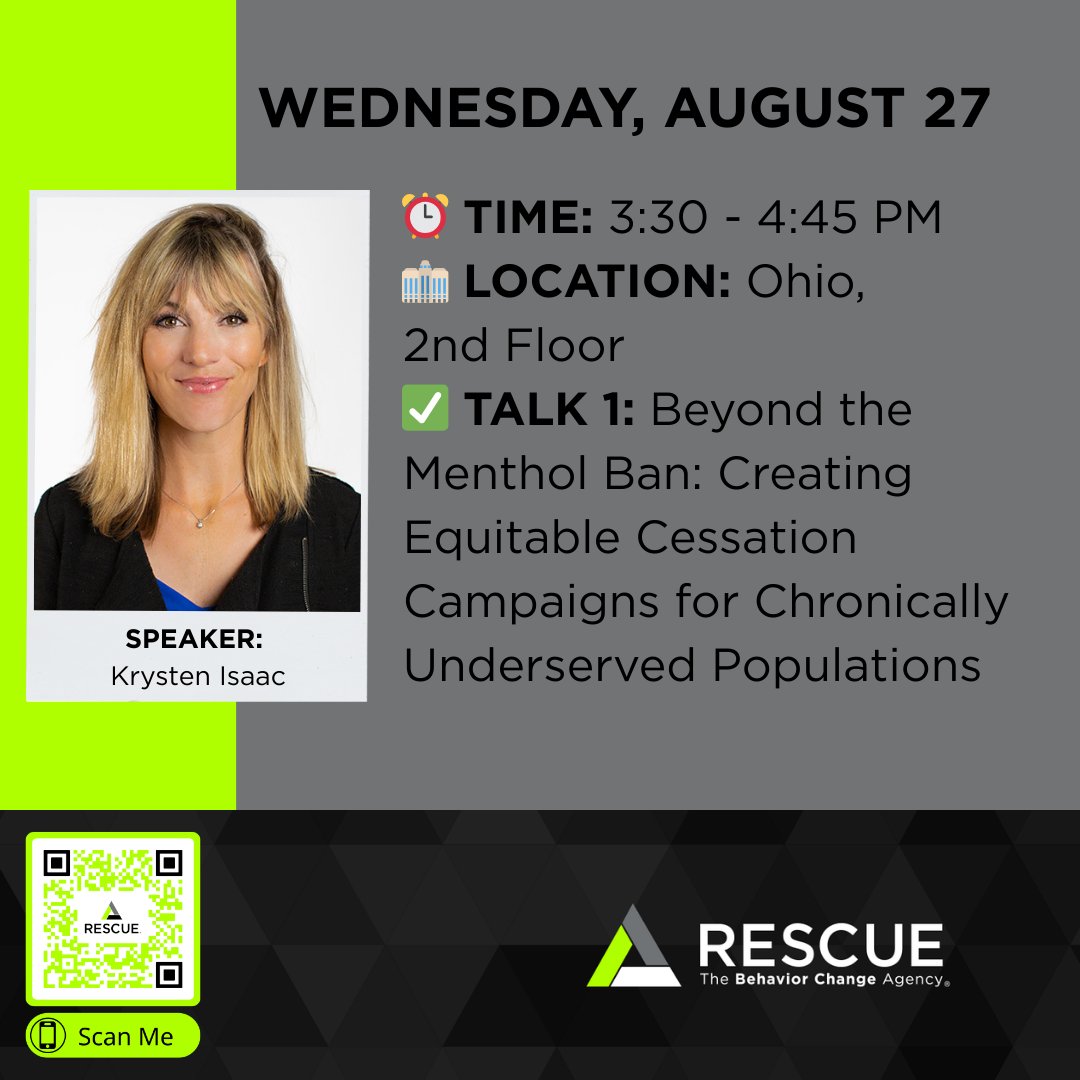 RescueAgency's tweet image. Don&apos;t miss our team&apos;s sessions at #NCTOH2025 today! We&apos;re talking about everything from youth social media trends to adult audience segmentation strategies. Check out our full schedule and join the conversation: bit.ly/4mCQuB9 #BehaviorChange #HealthComm