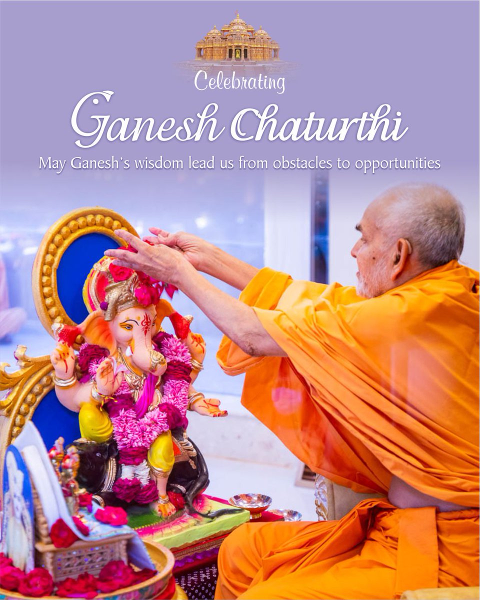 ✨ Celebrating #GaneshChaturthi
On this sacred day, we honor Shri Ganeshji — the remover of obstacles &amp; embodiment of wisdom. May his grace guide from challenges to opportunities, and remind that every good beginning starts with wisdom. 🙏

#BAPS #Akshardham
#WisdomAndGrace