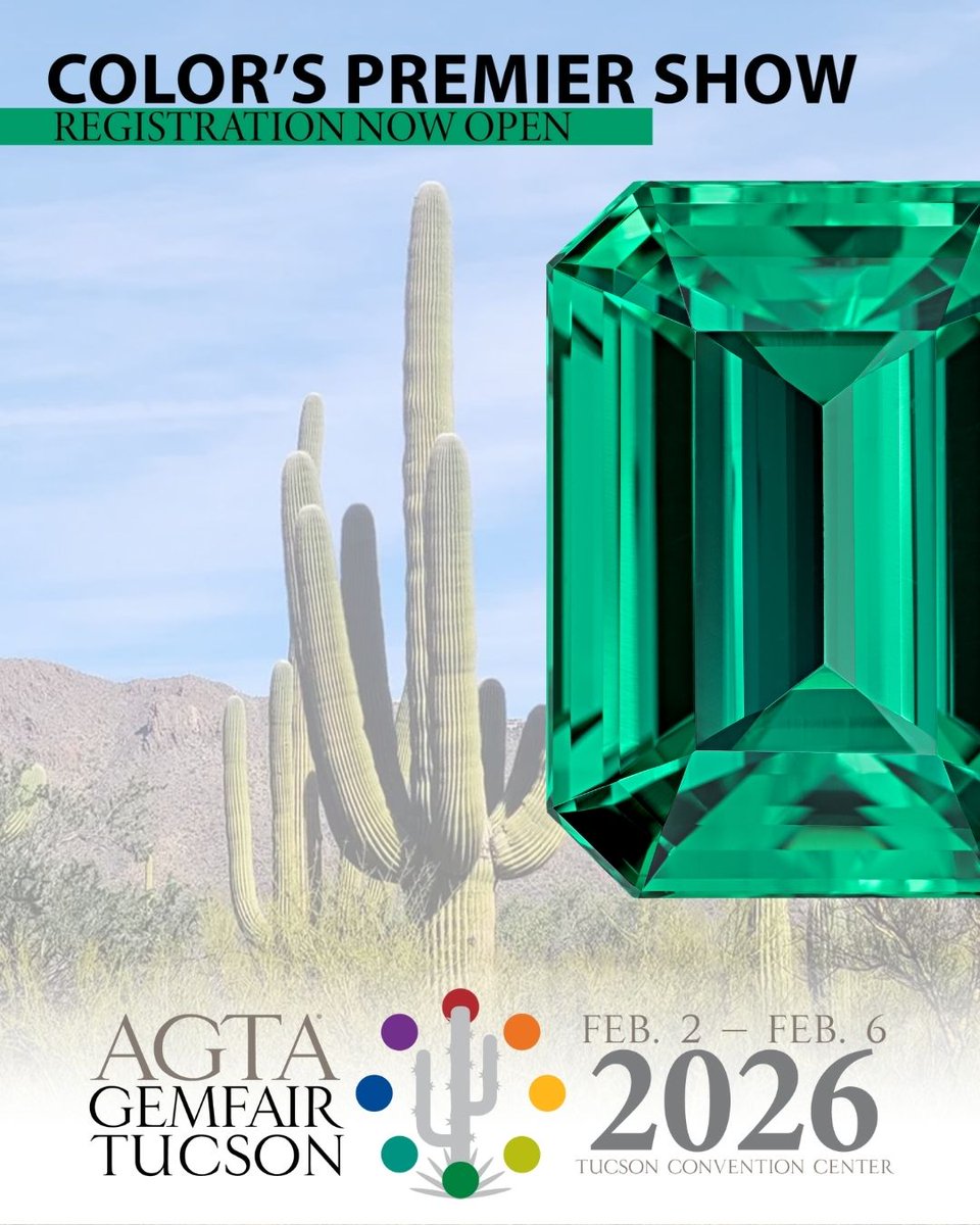 🌟✨ The Countdown to Brilliance Begins! ✨🌟
The 2026 AGTA GemFair Tucson is officially OPEN for registration — and you do not want to miss this iconic event in the world of color, sparkle, and unmatched beauty! 💎🌈🌵 

🔗Find the link in our bio to register.