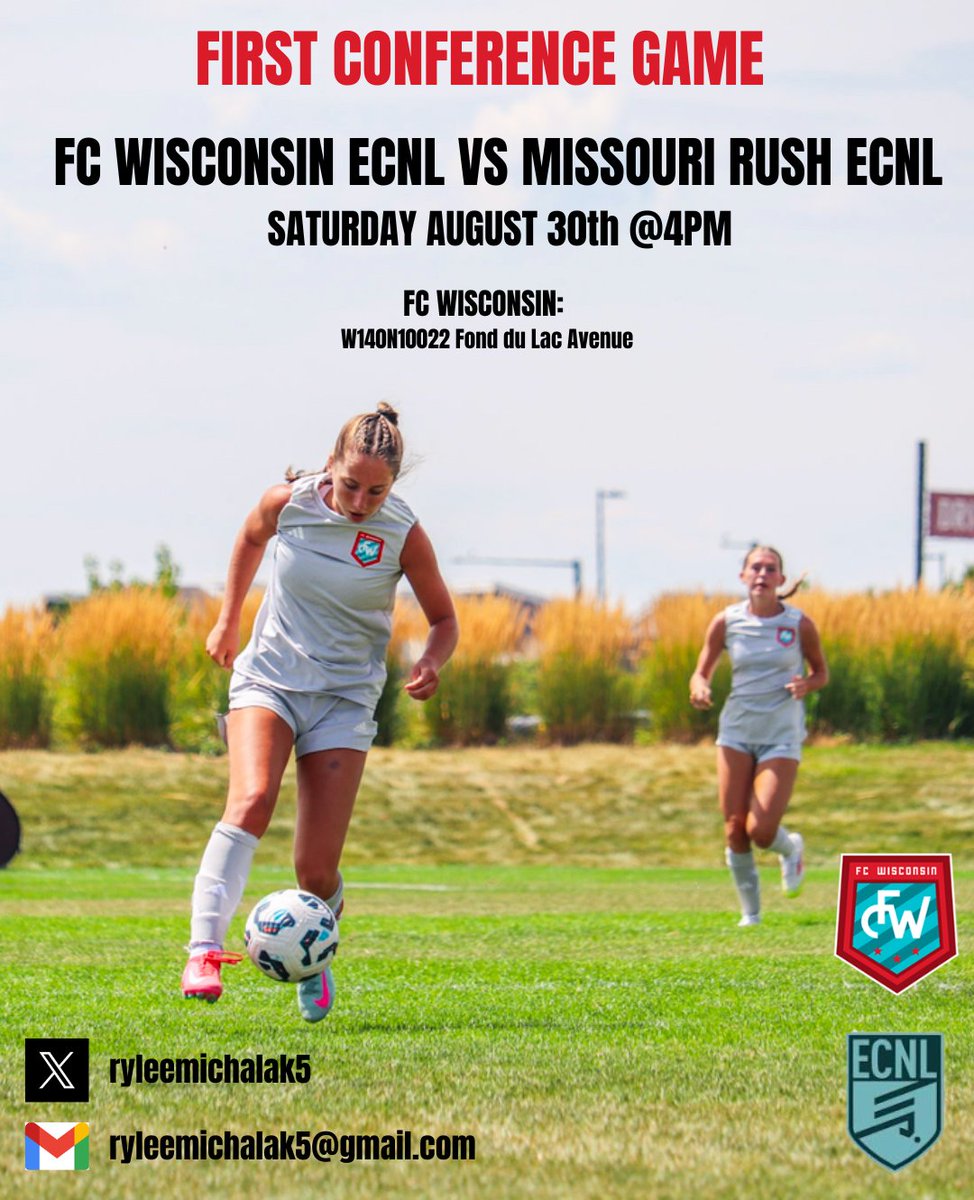 First conference game of the season this Saturday! 
Let's go FC Wisconsin!🔥
<a href="/FCW_ECNL/">FC Wisconsin Girls Soccer</a> <a href="/ECNLgirls/">ECNL Girls</a> <a href="/ImYouthSoccer/">ECNL/GA/Recruiting/College Soccer</a> <a href="/ImCollegeSoccer/">College Soccer Truth ™</a>