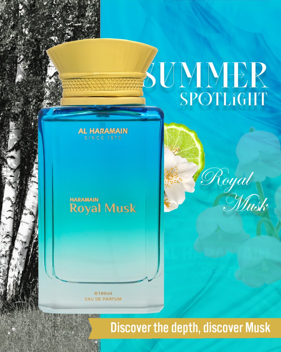 For the ones who live royally. Bergamot. Pepper. Jasmine. Haramain Royal Musk, a fragrance that crowns your season

لمن يعيشون حياةً ملكية. برغموت، فلفل، ياسمين.  حرمين مسك ملكي، عطرٌ يُتوّج موسمك.