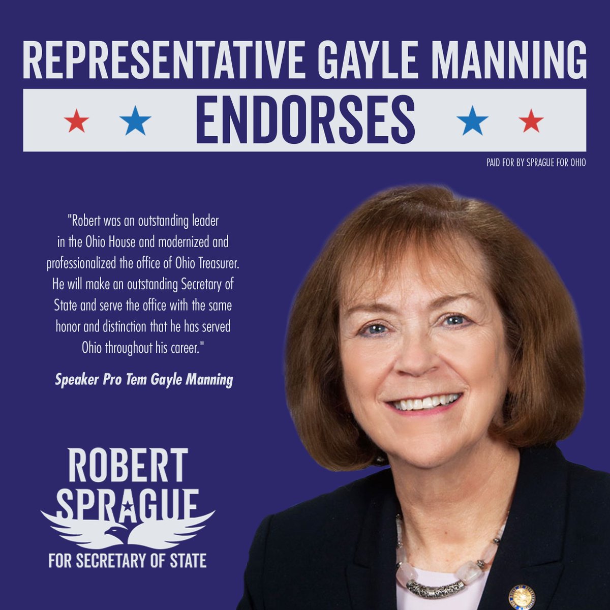 Representative Gayle Manning has the heart of a teacher and the courage of a lion to fight for conservative principles. I’m excited to have her on board and work with her to expand civics education!