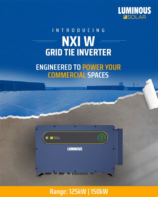 's tweet image. Introducing NXI W Grid Tie Inverters

Available in:
NXI W3125 – 125kW
NXI W3150 – 150kW

Engineered for commercial and industrial excellence.

#LuminousSolar #NXIW #GridTieInverter #FutureOfSolar #SolarInnovation