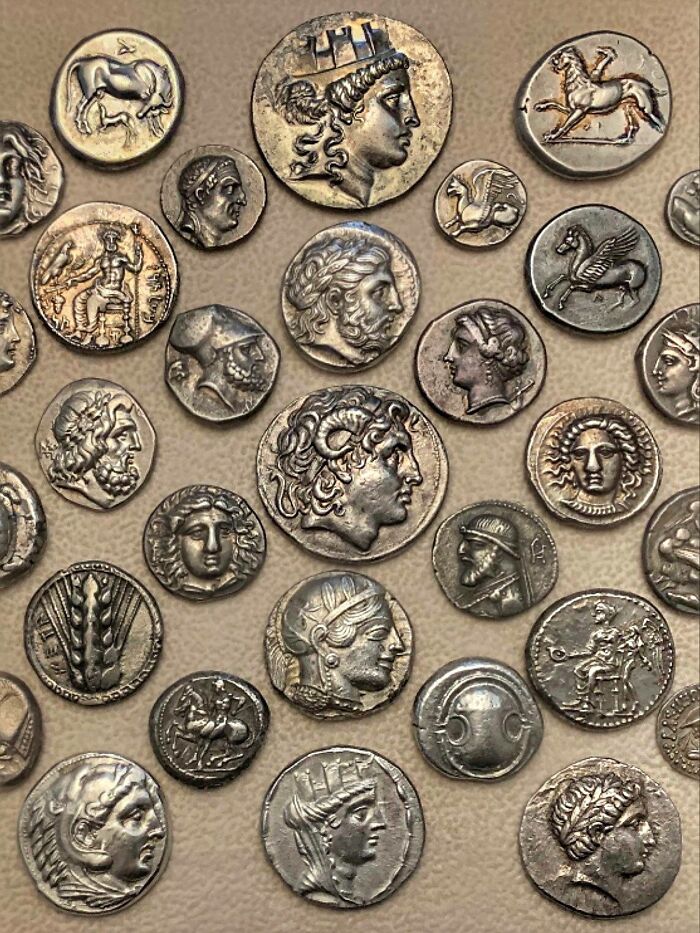 Collection Of Ancient Greek Silver Coins.