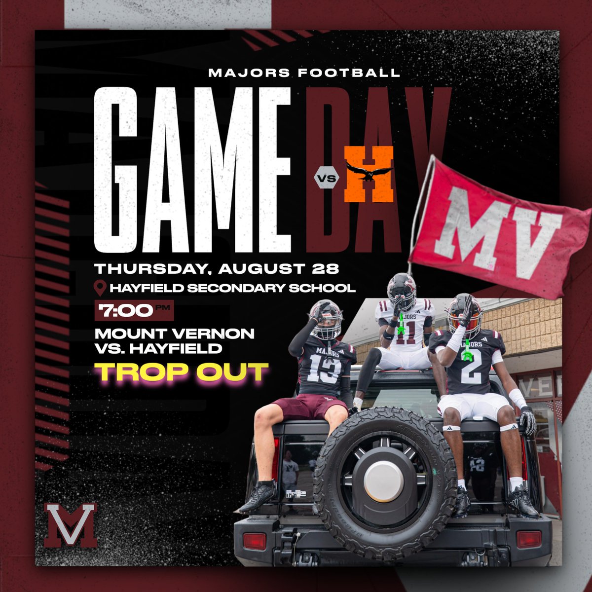 Gameday tomorrow at Hayfield Secondary be there🛣️🏈