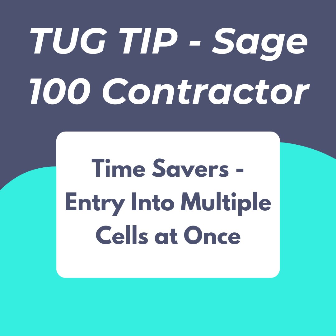 Check out this week's Sage 100 Contractor Tip!

You can view it here: tugweb.com/news/708810/Ti…