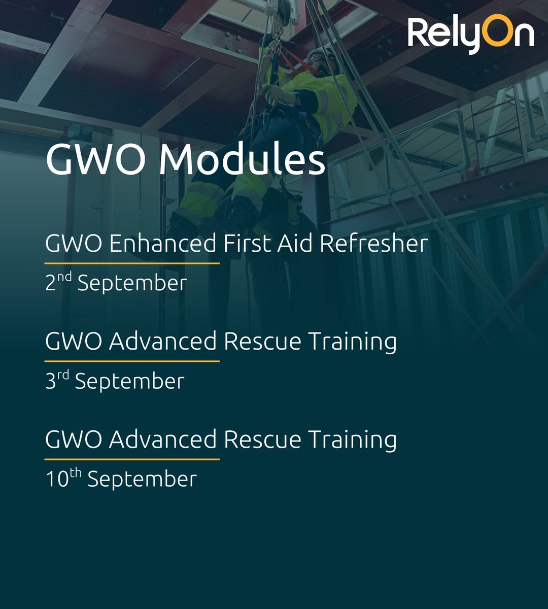 Be the first people to walk through the doors at our brand new Liverpool centre with these upcoming GWO training courses.

📞 01224 225100
📧 bookings.uk@relyon.com
🌐 shop.relyon.com/uk/gwo?