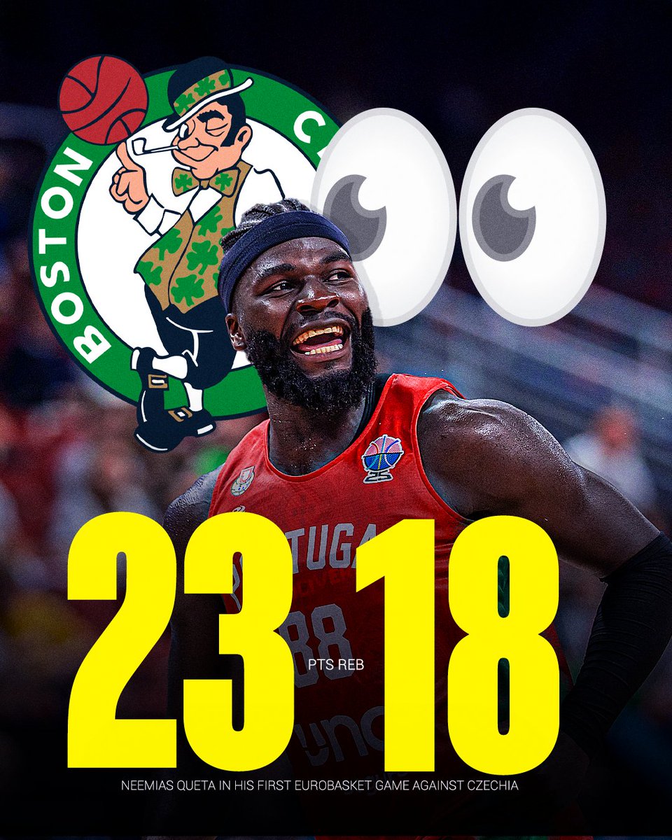 BasketNews (@basketnews_com) on Twitter photo Boston Celtics fans, are you watching? 😱 Neemias Queta ties the SEVENTH best rebounds performance of all-time in the #EuroBasket 🇵🇹🔥
23 PTS | 18 REB | 4 BLK | 11/15 FG | 39 EFF
First EuroBasket win in 18 years: basketne.ws/3JDtxyV Boston Celtics fans, are you watching? 😱 Neemias Queta ties the SEVENTH best rebounds performance of all-time in the #EuroBasket 🇵🇹🔥
23 PTS | 18 REB | 4 BLK | 11/15 FG | 39 EFF
First EuroBasket win in 18 years: basketne.ws/3JDtxyV