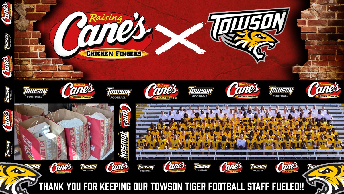 Thank you to Raising Cane's for keeping our Towson football staff fueled!
#GohTigers | #ARETE