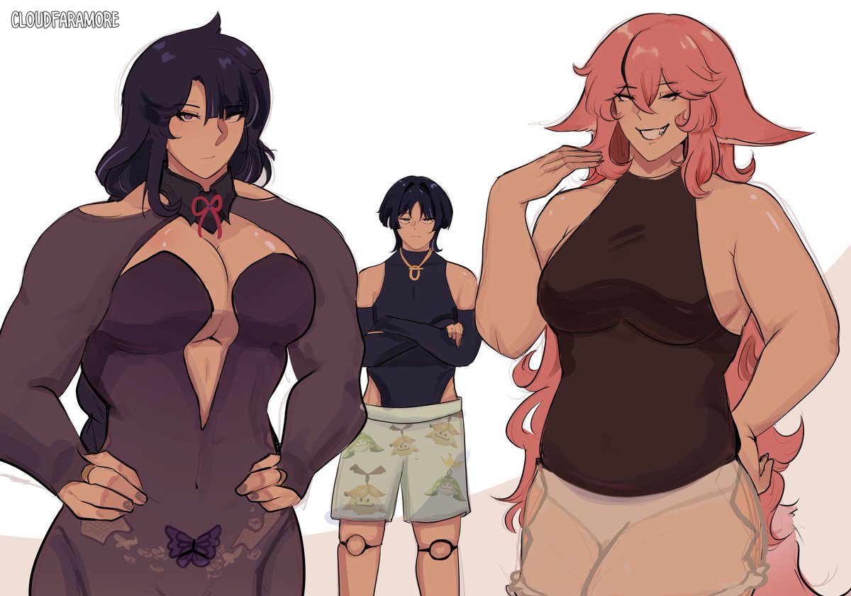 Raiden fam in their body suits 😔

#EiMiko #Scaramouche #Wanderer