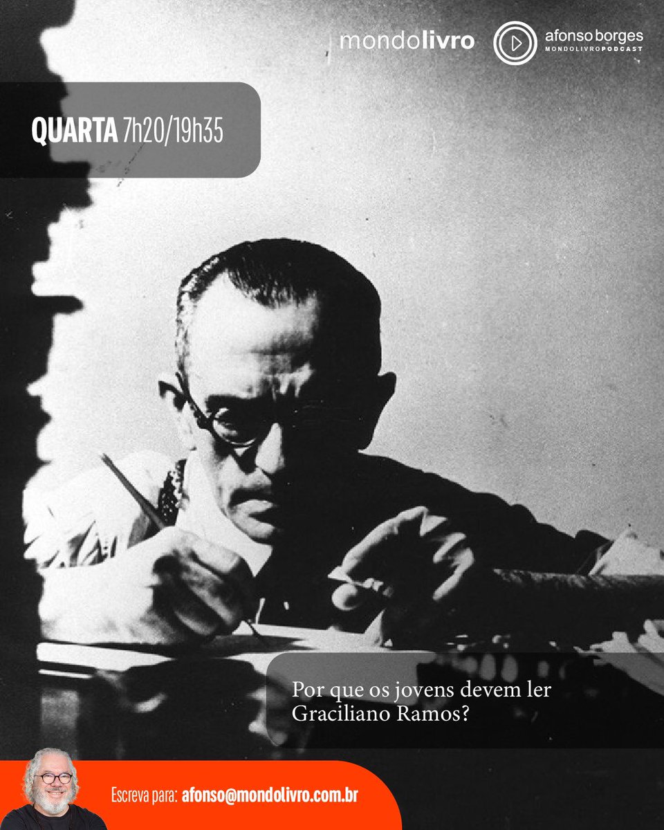 Mondolivro Podcast (@mondolivro) on Twitter photo A escrita de Graciliano Ramos mostra que é possível dizer muito com poucas palavras. Em romances como "São Bernardo", "Angústia" e "Vidas Secas", Ramos cria frases enxutas que revelam luta, silêncio, resistência. Ouça a fala completa de <a href="/afonsoborges/">Afonso Borges</a>: bit.ly/47QF4Fd A escrita de Graciliano Ramos mostra que é possível dizer muito com poucas palavras. Em romances como "São Bernardo", "Angústia" e "Vidas Secas", Ramos cria frases enxutas que revelam luta, silêncio, resistência. Ouça a fala completa de <a href="/afonsoborges/">Afonso Borges</a>: bit.ly/47QF4Fd