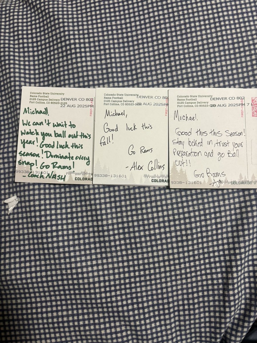mike_kori17's tweet photo. CSU showing love! #Rams @Alex_Collins91 @CSU_Nash @FBkamiakin @BrandonHuffman @ChadSimmons_ @Rivals @CrimRe4per @teamlillard7on7 @flyguyhuey5 @samori_toure @JordanJ_ @RCarterTV https://t.co/UQoFtmyrQi