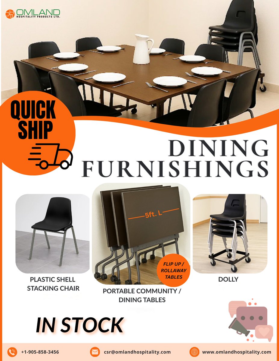 omlandhosp's tweet image. Furnish smarter
Dining tables, stacking chairs &amp;amp; dollies – all in stock and shipping fast!

Contact us: omlandhospitality.com

#commercialfurniture #institutionalfurniture #hospitalitysolutions  #furnituresupplier #furnituresolutions #omlandhospitality #furnishwithomland