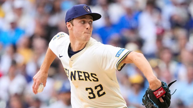 theFandaily's tweet photo. π₯ CROWDER'S FINEST! Jacob Misiorowski fanned 10 in a wild 9-8 Brewers walk-off win over Arizona! The former @CrowderBasebal1 star has now struck out 10+ twice in just 10 MLB starts. These rookie pitchers are doing it in 2025! #ThisIsMyCrew #MLB #FanDaily https://t.co/t4QRzaOiCU