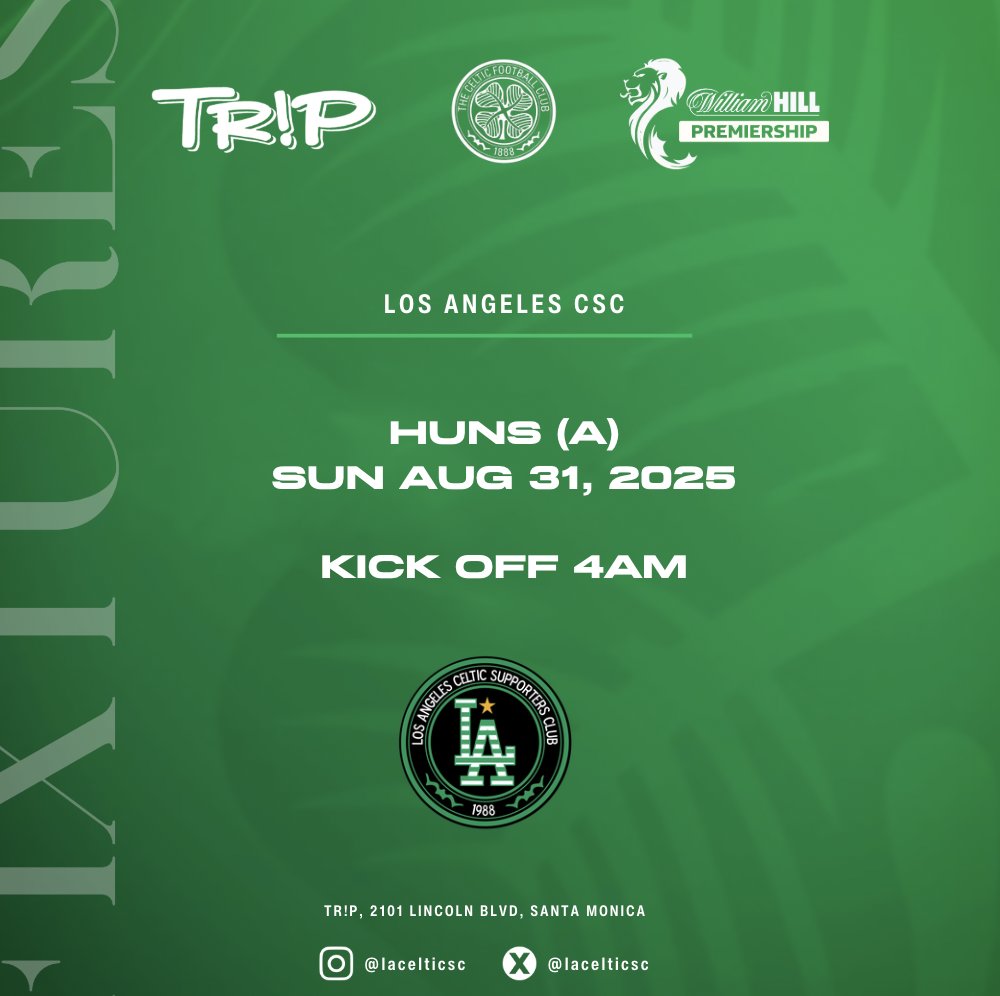 SACK THE BOARD. Huns v Celtic, live this Sunday at 4am at TR!P. Join the LA CSC for what could be a good day or a pish day. Non-members welcome. No happy clappers.
