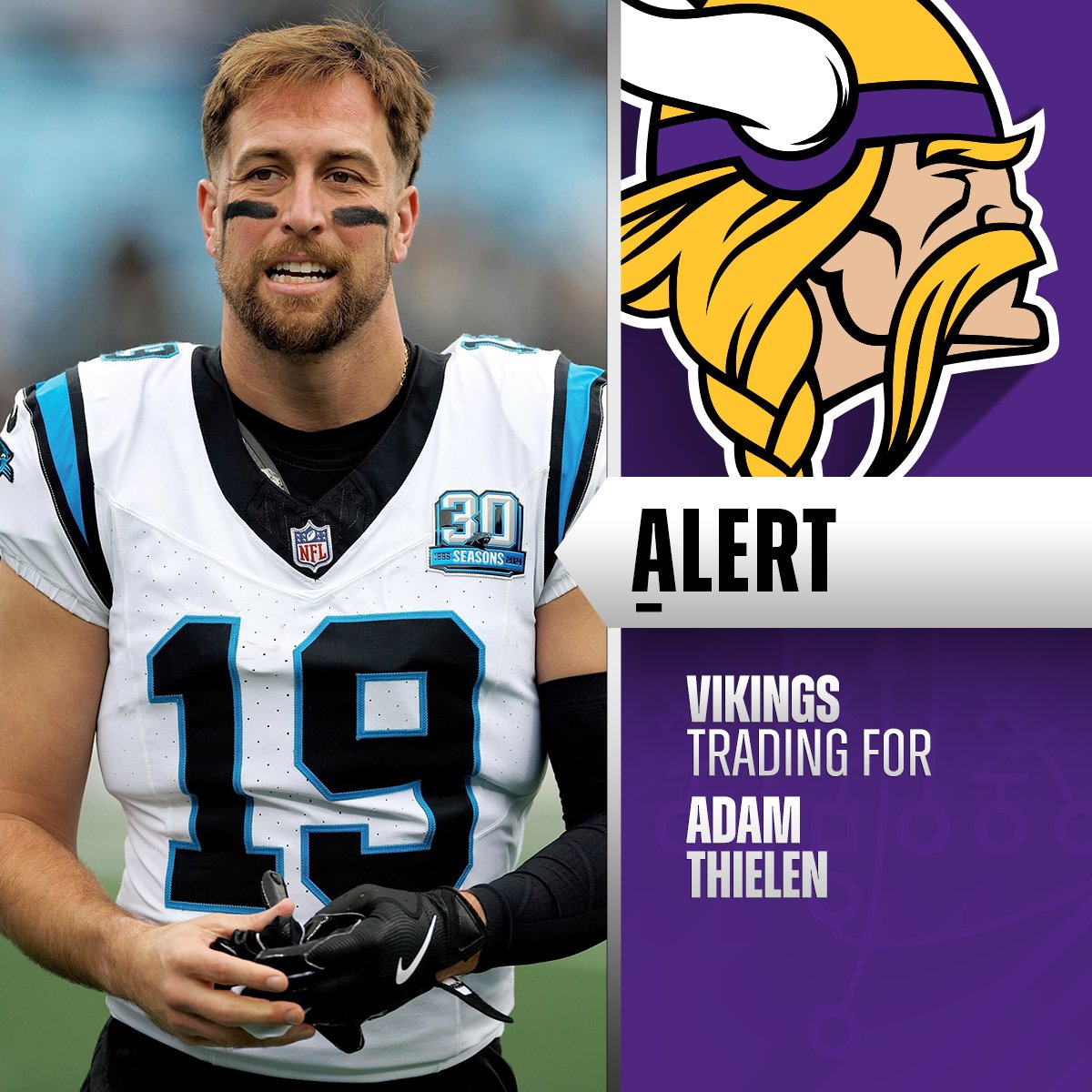 NFL (@nfl) on Twitter photo Panthers to trade WR Adam Thielen, a conditional 2026 7th-round pick and 2027 5th-round pick to Vikings for 2026 5th-round pick and 2027 4th-round pick. (via <a href="/RapSheet/">Ian Rapoport</a>, <a href="/TomPelissero/">Tom Pelissero</a>) Panthers to trade WR Adam Thielen, a conditional 2026 7th-round pick and 2027 5th-round pick to Vikings for 2026 5th-round pick and 2027 4th-round pick. (via <a href="/RapSheet/">Ian Rapoport</a>, <a href="/TomPelissero/">Tom Pelissero</a>)