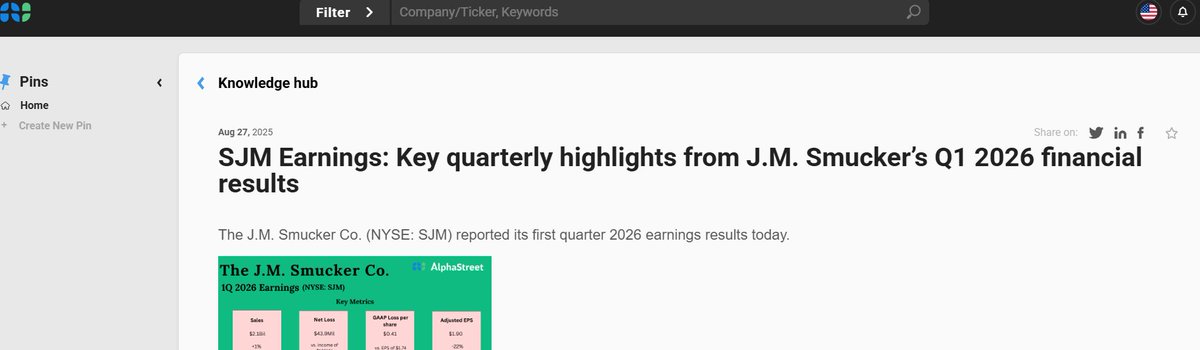 JM Smucker Q1 2026 Earnings: 

app.asai.alphastreet.io/test-drive/kno…

#JMSmucker #SJM #1Q26 #earnings #stocks #quarterlyresults #foodproducts #brandedfoods