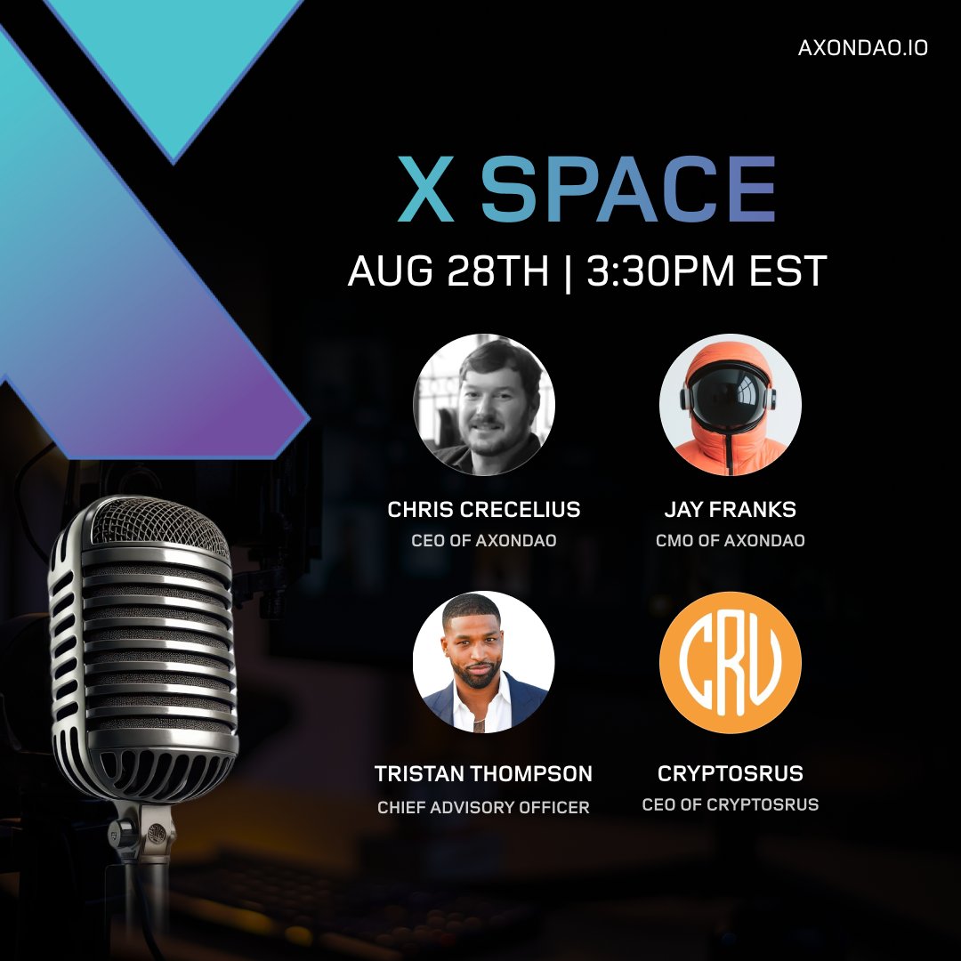 AxonDAO (@axondao) on Twitter photo We get asked all the time: “So how does AxonDAO actually work?” 👀
This Thursday, we’re pulling back the curtain on a special X Space featuring:
✨ <a href="/Chris_AxonDAO/">Christopher C.</a>
✨ <a href="/jay_franks91/">Jay Franks</a>
✨ <a href="/RealTristan13/">Tristan Thompson</a>
✨ <a href="/CryptosR_Us/">CryptosRus</a>
We’ll talk about what we’re building and why it matters, how We get asked all the time: “So how does AxonDAO actually work?” 👀
This Thursday, we’re pulling back the curtain on a special X Space featuring:
✨ <a href="/Chris_AxonDAO/">Christopher C.</a>
✨ <a href="/jay_franks91/">Jay Franks</a>
✨ <a href="/RealTristan13/">Tristan Thompson</a>
✨ <a href="/CryptosR_Us/">CryptosRus</a>
We’ll talk about what we’re building and why it matters, how