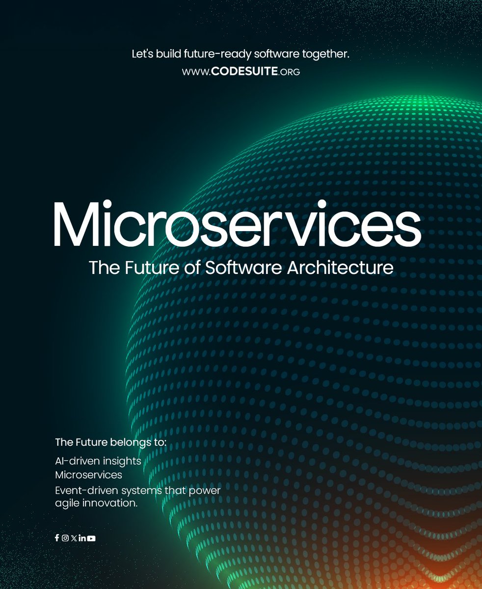 code_suite's tweet image. At CodeSuite, we help organizations reimagine their software with microservices architecture. ⚡
It’s a step toward building systems that are resilient, adaptable, and built for the future.
#CodeSuite #Microservices #EnterpriseSoftware #CloudNative #FutureReady