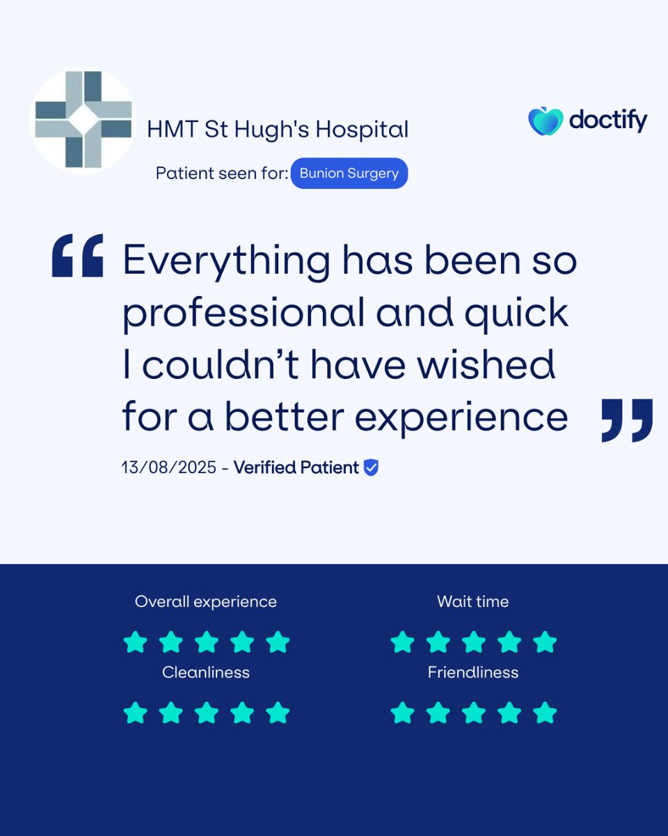 HMTStHughs's tweet image. We are delighted to receive patient feedback like this that highlights the professional experience we offer here at St Hugh’s Hospital.

For all our patients, we strive to ensure every visit is as efficient and professional as possible.

#Doctify | #PatientReview | #PatientCare