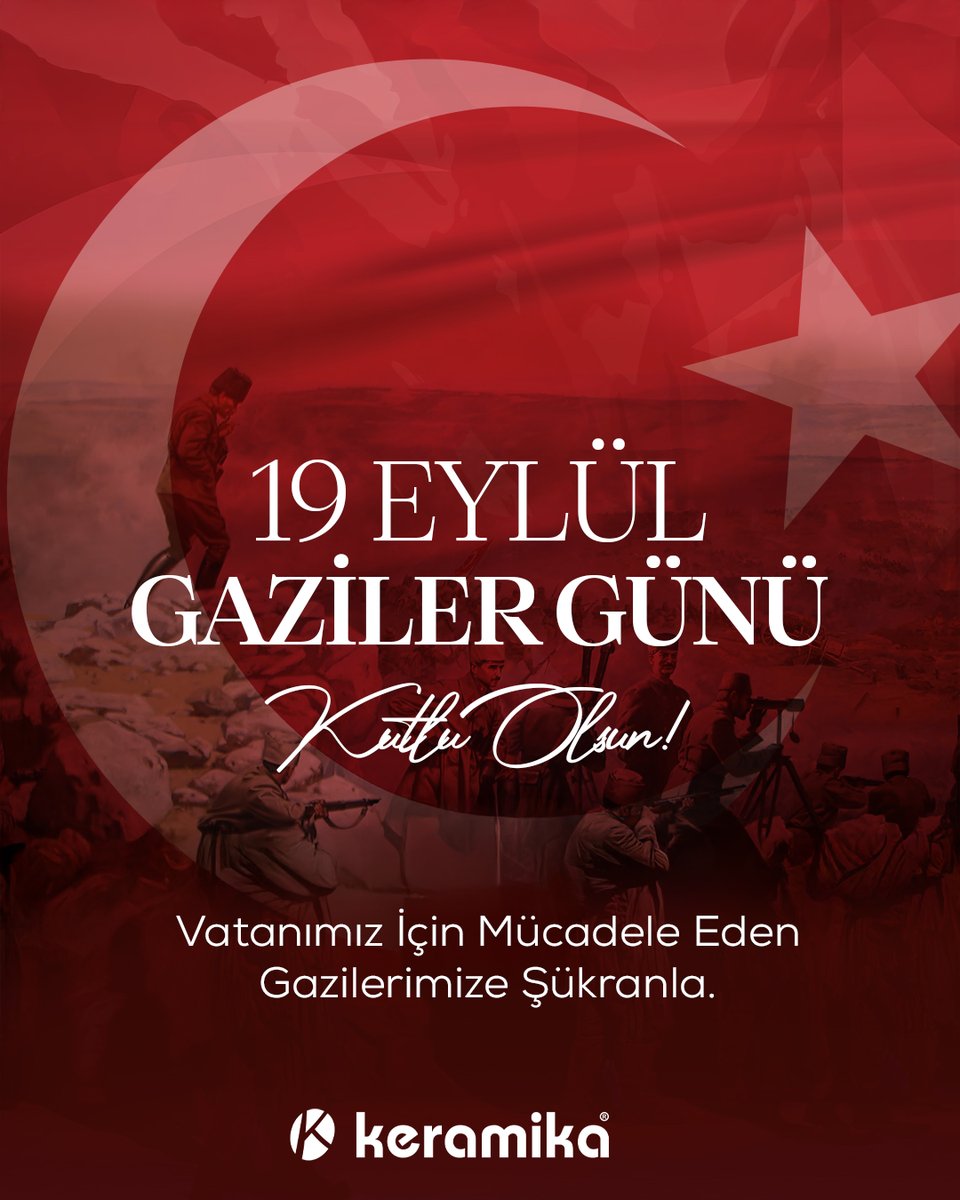 🇹🇷 Vatanımız İçin Mücadele Eden Gazilerimize Şükranla.
Cesaretleriyle gururumuz, fedakârlıklarıyla geleceğimiz olan kahraman gazilerimizi saygıyla anıyoruz.
#GazilerGünü #Keramika
