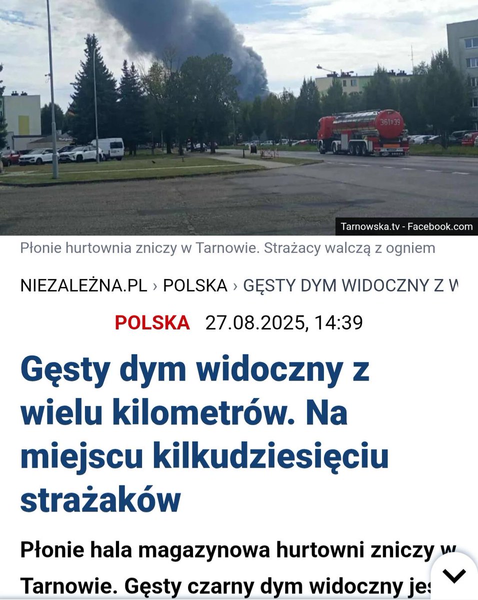 Kolejny elementem wojny hybrydowej prowadzonej przez Rosję? Dziś około południa w dwóch miejscach w Polsce - Szczecinie i Tarnowie - wybuchły pożary hal magazynowych.