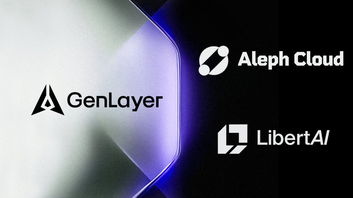 GenLayer 🧠 (@genlayer) on Twitter photo GenLayer is proud to announce dual partnerships with <a href="/Libertai_DAI/">LibertAI 🕶️</a> & <a href="/AlephCloud/">AlephCloud</a>, enabling confidential inference and verifiable validation.
This unlocks privacy-first Intelligent Contracts that can resolve disputes, run confidential markets, and govern autonomously.
How? 👇 GenLayer is proud to announce dual partnerships with <a href="/Libertai_DAI/">LibertAI 🕶️</a> & <a href="/AlephCloud/">AlephCloud</a>, enabling confidential inference and verifiable validation.
This unlocks privacy-first Intelligent Contracts that can resolve disputes, run confidential markets, and govern autonomously.
How? 👇