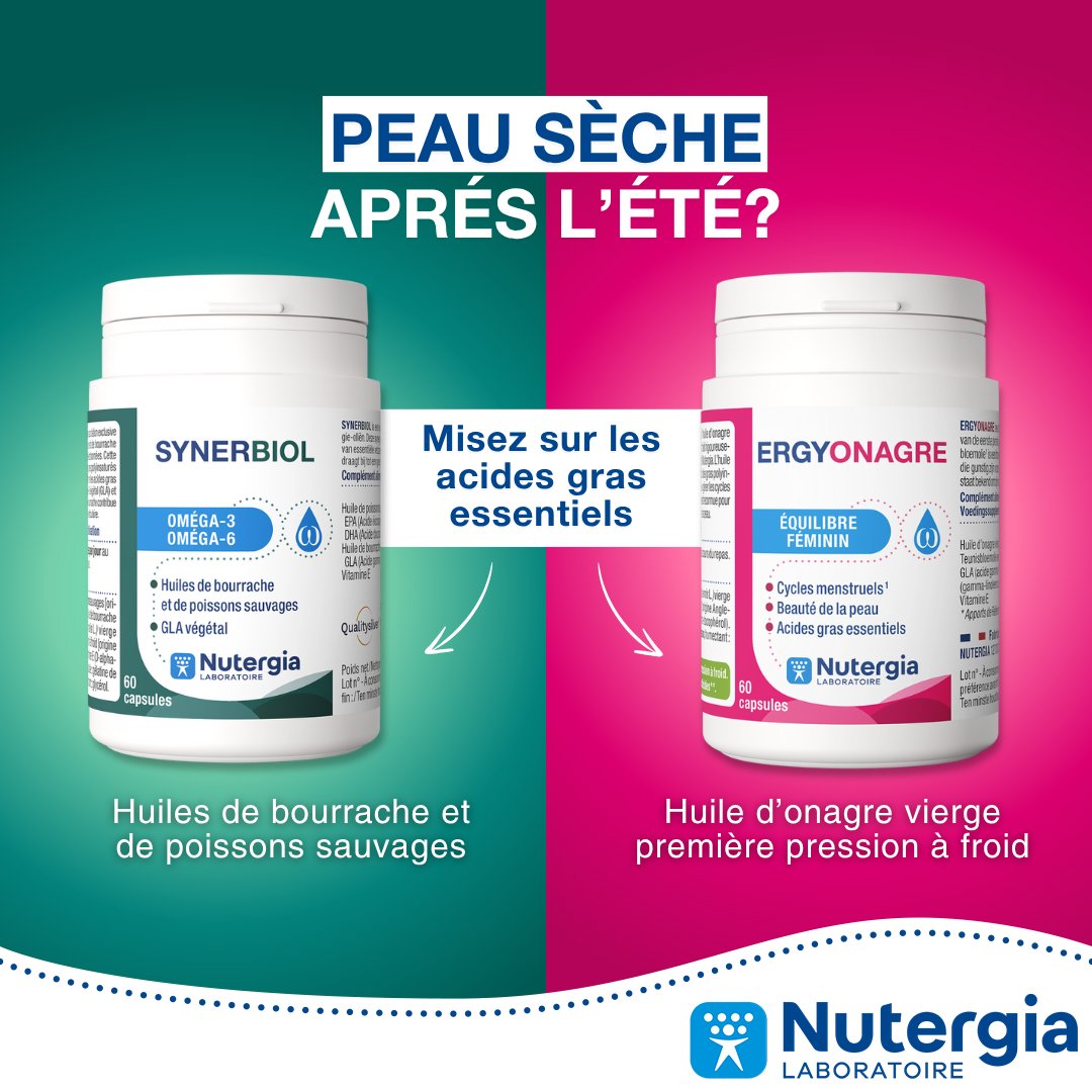 ERGYONAGRE (huile d’onagre vierge, non raffinée, pressée à froid) ou SYNERBIOL (oméga-3 marins + oméga-6 végétaux) sont des cocktails lipidiques de haute qualité, pour nourrir la peau de l’intérieur.

Découvrez ERGYONAGRE et SYNERBIOL : nutergia.pulse.ly/epembla4kh