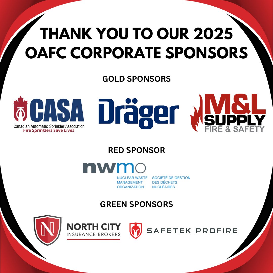The OAFC would like to thank our 2025 Corporate Sponsors for their contribution to fire and life safety in Ontario.